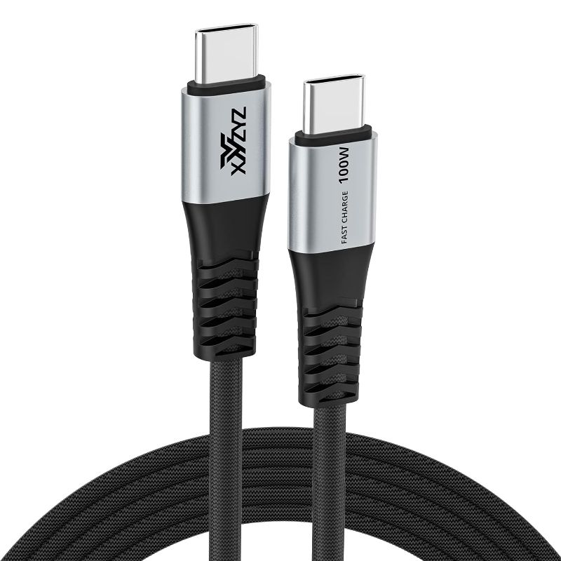 Photo 1 of XYYZYZ USB C to USB C Cable 100W PD3.0 QC 5A USB C Charging Cable Nylon Braided Type C to Type C Cable Compatible with Galaxy S22/S21/A13, MacBook Pro, iPad Pro, iPad Air 4-6.6 ft Black
