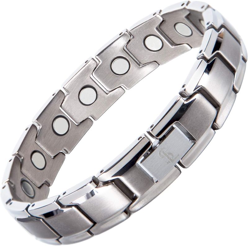 Photo 1 of Smarter LifeStyle Elegant Titanium Magnetic Bracelet for Men and Women- Adjustable Bracelet Length with Sizing Tool for Perfect Fit, Women Mens Bracelet (Silver)
