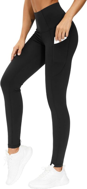 Photo 1 of THE GYM PEOPLE Thick High Waist Yoga Pants with Pockets, Tummy Control Workout Running Yoga Leggings for Women

