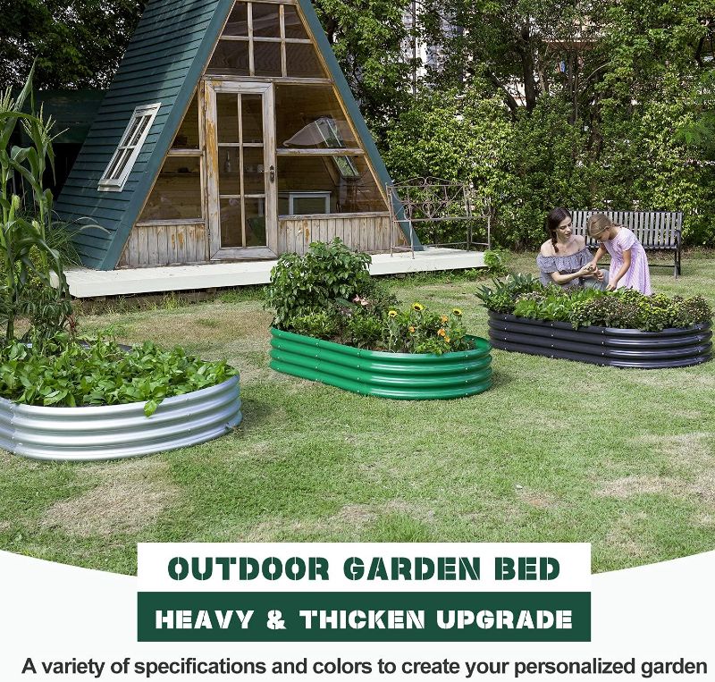 Photo 2 of Land Guard 8×4×1 ft Galvanized Raised Garden Bed Kit?Raised Garden Boxes Outdoor, Oval Metal Raised Garden Beds for Vegetables……
