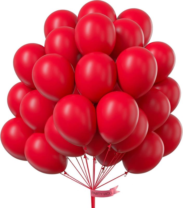 Photo 1 of PartyWoo Red Balloons, 52 pcs 12 Inch Red Balloons, Latex Balloons for Balloon Garland or Balloon Arch as Birthday Decorations, Party Decorations, Wedding Decorations, Baby Shower Decorations, Red-Y57
