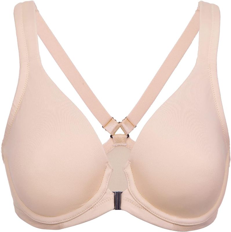 Photo 1 of DELIMIRA Women's Front Closure Racerback Bras Plunge Unlined Underwire Full Coverage Seamless Bra B-H Cups
