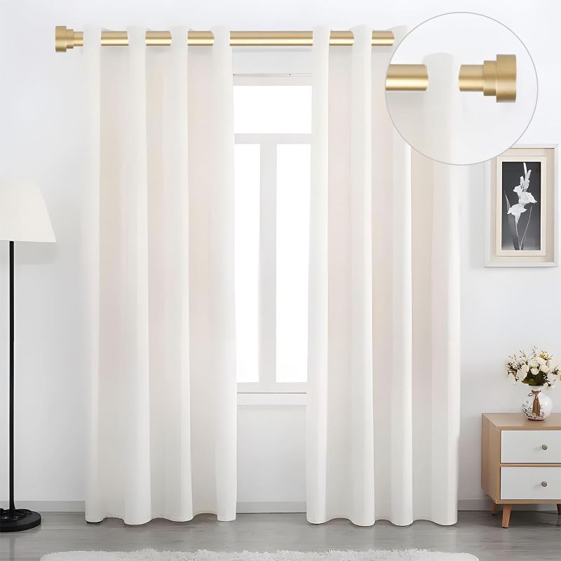 Photo 2 of HEI! DEAR 2 Pack Gold Curtain Rods for Windows 66 to 120 Inch(5.5-10ft),1 Inch Heavy Duty Curtain Rods,Long Adjustable Curtain Rod,Modern Drapery Rods,Telescoping Window Curtain Rod 36-120",Brass Gold
