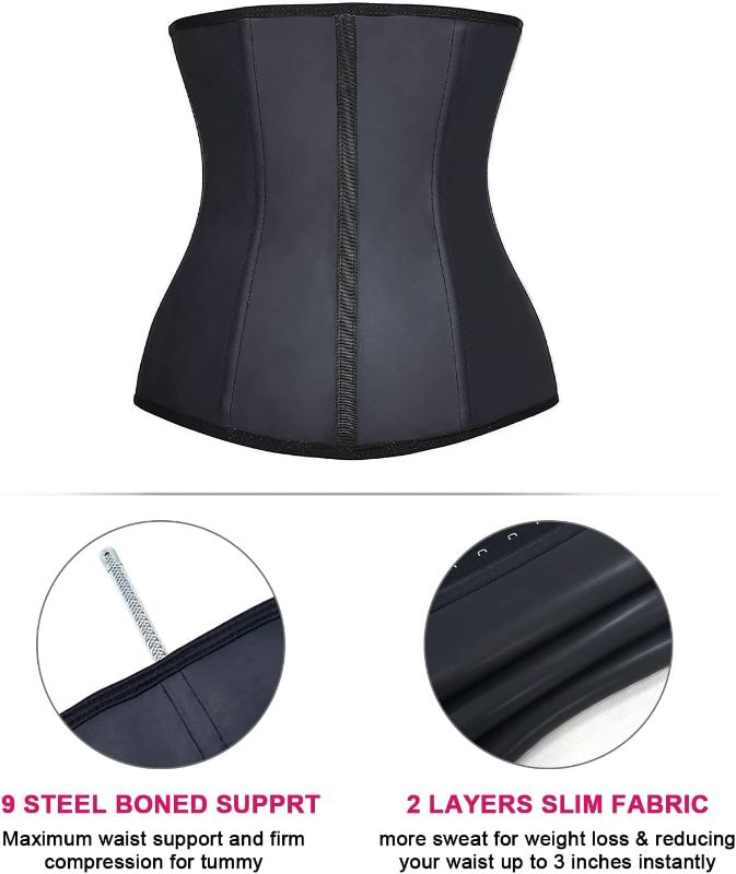 Photo 2 of YIANNA Waist Trainer for Women Latex Underbust Waist Cincher Corset Sport Girdle Hourglass Body Shaper
