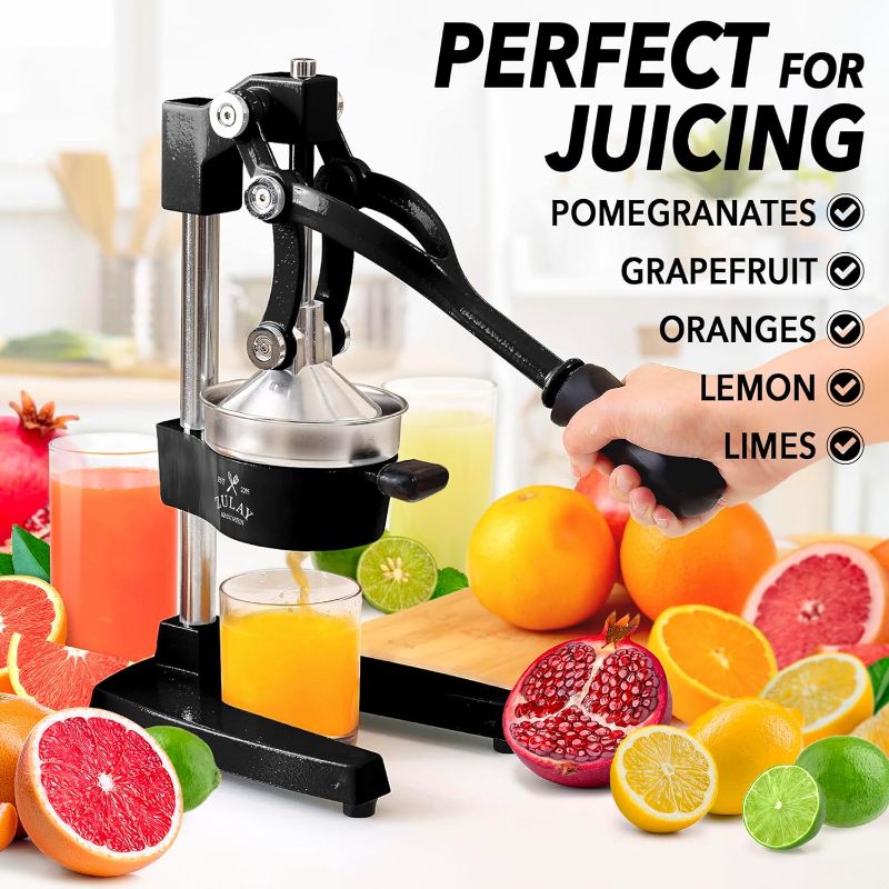 Photo 2 of Zulay Kitchen Cast-Iron Orange Juice Squeezer - Heavy-Duty, Easy-to-Clean, Professional Citrus Juicer - Durable Stainless Steel Lemon Squeezer - Sturdy Manual Citrus Press & Orange Squeezer (Black)
