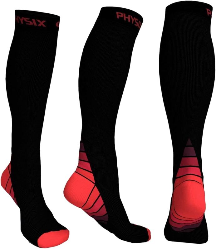 Photo 1 of Physix Gear Compression Socks for Men & Women 20-30 mmhg Graduated Athletic for Running Nurses Shin Splints Flight Travel
