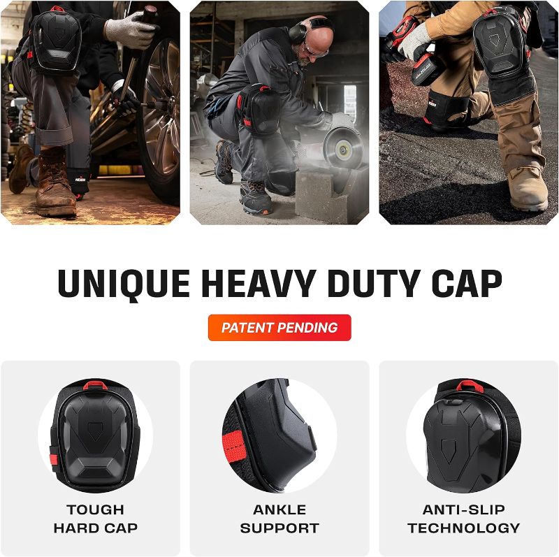 Photo 2 of NoCry Professional Work Knee Pads for Men Construction — Unique Ankle Support, Heavy Duty Anti-Slip Cap, Extra Thick Gel & Foam Cushion, Reinforced Thigh & Shin Non-Slip Straps, Fits Men and Women
