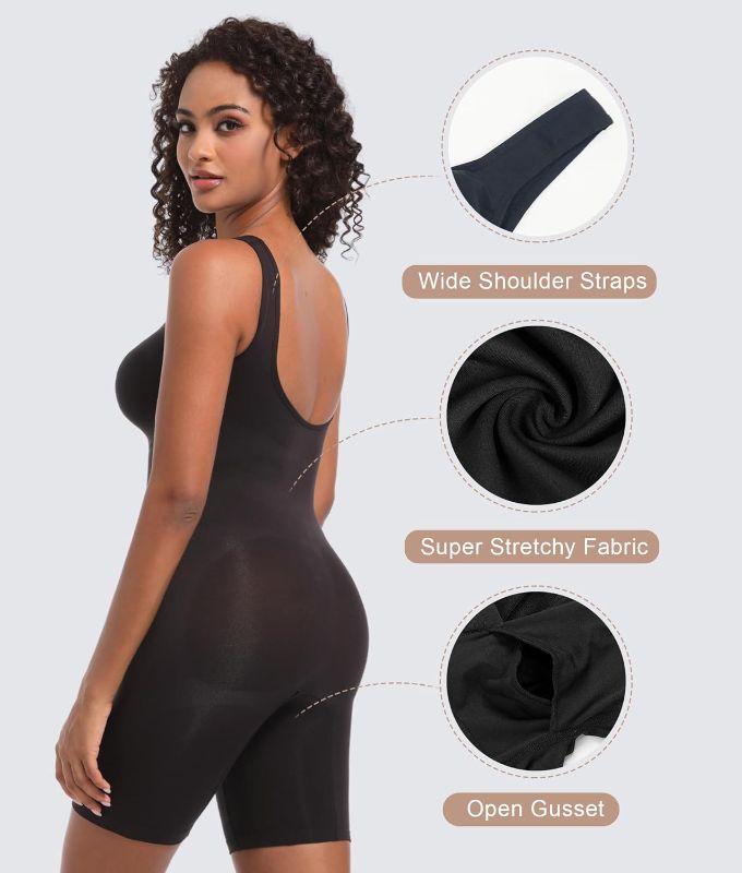 Photo 2 of YIANNA Bodysuit for Women Tummy Control Shapewear Open Bust Mid-Thigh Seamless Sculpting Body Shaper
