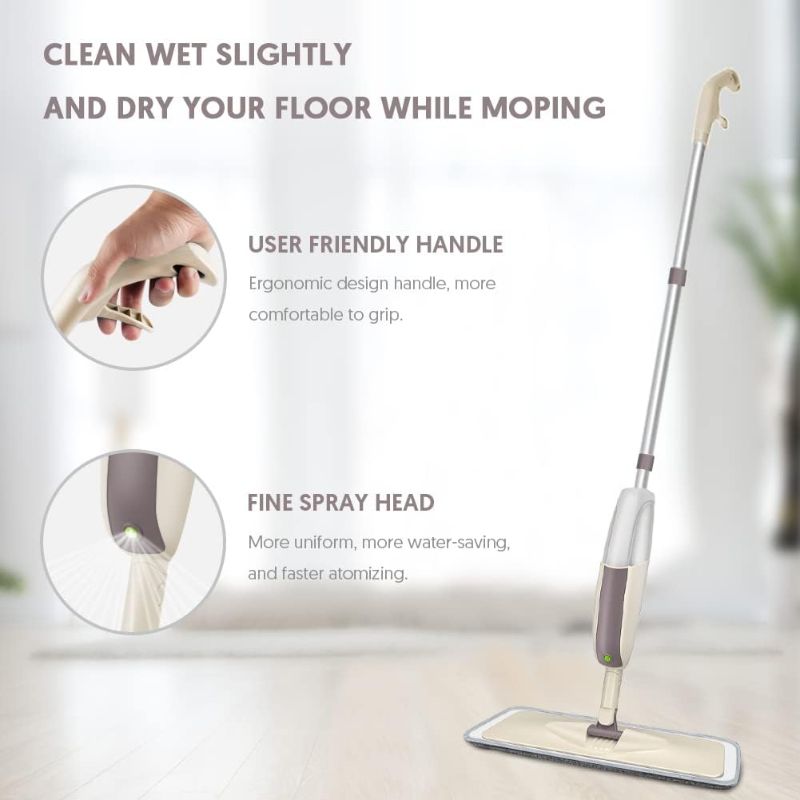Photo 2 of Spray Mop for Floor Cleaning, HOMTOYOU Floor Mop with a Refillable Bottle and 3 Washable Microfiber Pads, Dry Wet Spray Mop for Home Kitchen Hardwood Laminate Wood Vinyl Ceramic Tiles Floor Cleaning
