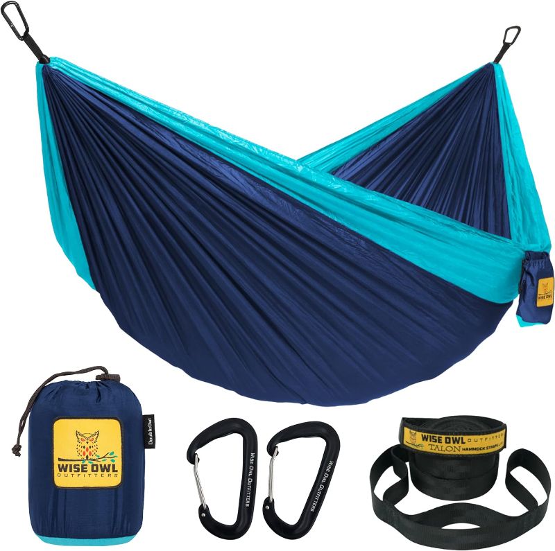 Photo 1 of Wise Owl Outfitters Camping Hammock - Camping Essentials, Portable Hammock w/Tree Straps, Single or Double Hammock for Outside, Hiking, and Travel
