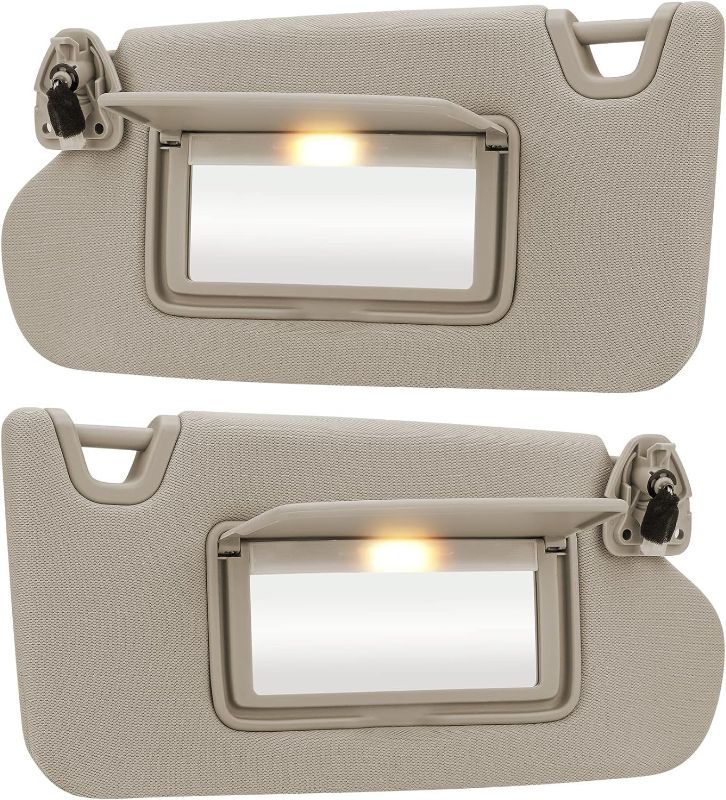 Photo 1 of Beige Driver Left + Passenger Right Side Sun Visor Replacement Compatible with Nissan Altima 2013 2014 2015 2016 2017 2018 Without Sunroof Replace 96400-3TA2A & 96401-3TA2A
