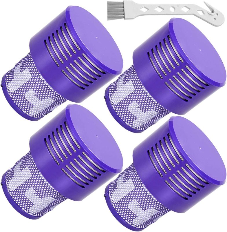 Photo 1 of LhhTing Replacement V10 Filters for Dyson V10 Cyclone Series, V10 Absolute, V10 Animal, V10 Total Clean, SV12, Replace Part No. 969082-01, 4 Pack Filters and 1 Clean Brush With Replacement Battery Pack
