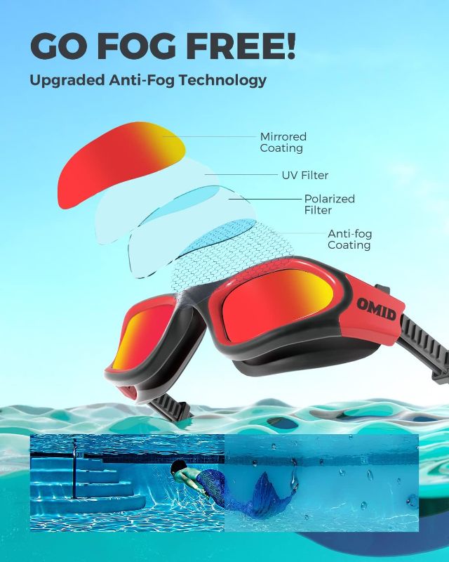 Photo 2 of OMID Swim Goggles, P2 Polarized ?Patent & Upgrade? Anti-Fog Anti-UV No Leakage Swimming Goggles for Adult Men Women Youth
