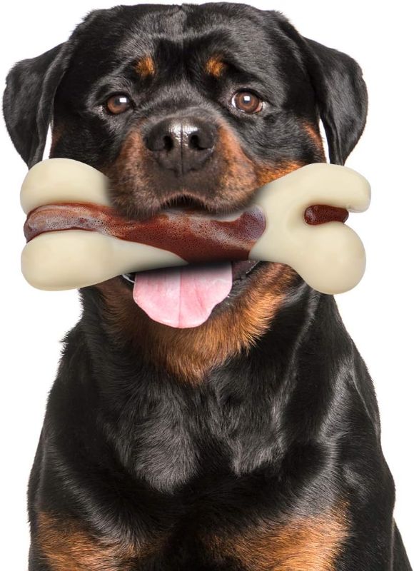 Photo 1 of Tikaton Dog Chew Toys for Aggressive Chewers, Beef Flavor Durable Teething Bones for Large/Medium/Small Puppies
