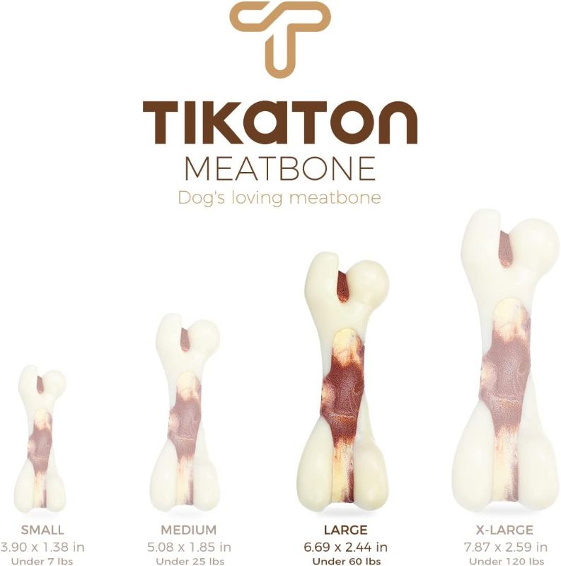 Photo 2 of Tikaton Dog Chew Toys for Aggressive Chewers, Beef Flavor Durable Teething Bones for Large/Medium/Small Puppies
