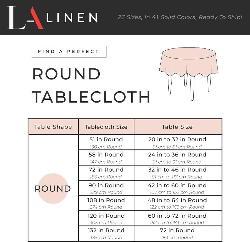 Photo 2 of LA Linen Polyester Poplin Washable Round Tablecloth, Stain and Wrinkle Resistant Table Cover 51", Fabric Table Cloth for Dinning, Kitchen, Party, Holiday 51-Inch, Gray Light, (TCpop51R_GrayLightP41)
