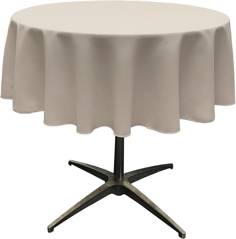 Photo 1 of LA Linen Polyester Poplin Washable Round Tablecloth, Stain and Wrinkle Resistant Table Cover 51", Fabric Table Cloth for Dinning, Kitchen, Party, Holiday 51-Inch, Gray Light, (TCpop51R_GrayLightP41)
