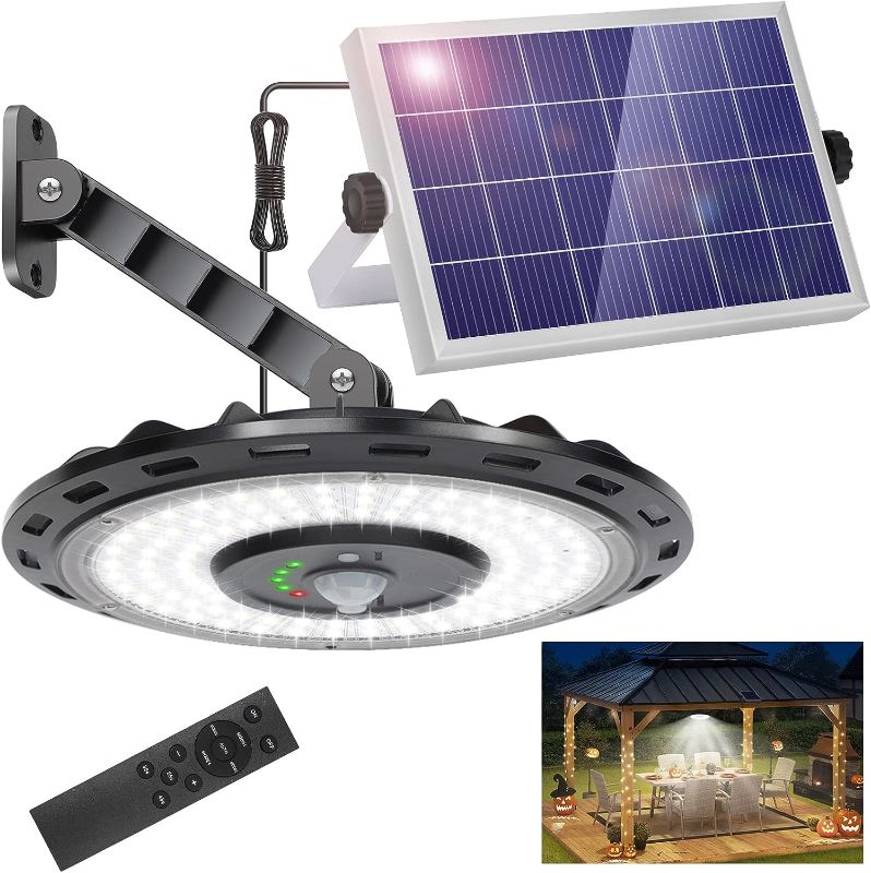 Photo 1 of ropelux Solar Lights Indoor Outdoor, 3000LM Dimmable 5 Modes (2 for All Day Lighting) Motion Sensor Solar Shed Light with Remote IP65 Waterproof for Barn Gazebo Yard Garage Patio Security Lighting
