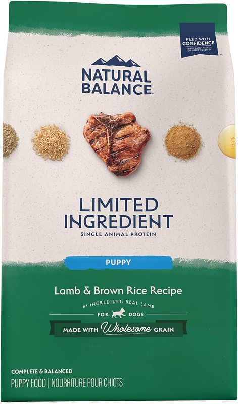 Photo 1 of Natural Balance Limited Ingredient Puppy Dry Dog Food with Healthy Grains, Lamb & Brown Rice Recipe, 24 Pound (Pack of 1)
