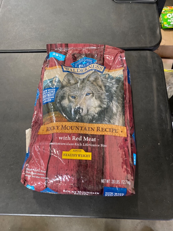 Photo 3 of Blue Buffalo Wilderness Rocky Mountain Recipe High Protein Healthy Weight Natural Adult Dry Dog Food, Red Meat with Grain 28 lb bag
