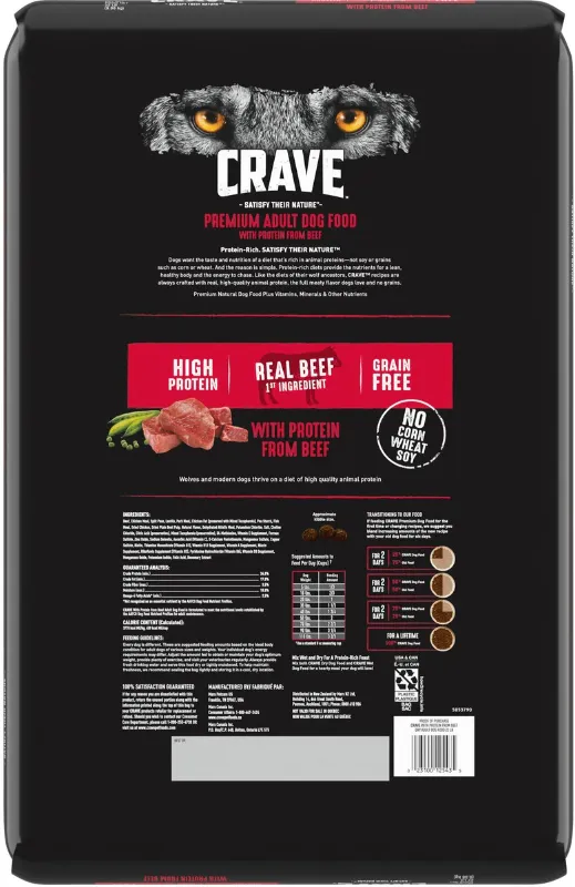 Photo 2 of Crave High Protein Beef Adult Grain-Free Dry Dog Food

