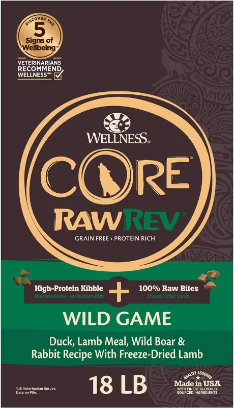 Photo 1 of Wellness CORE RawRev Grain-Free Wild Game Recipe with Freeze-Dried Lamb Dry Dog Food
