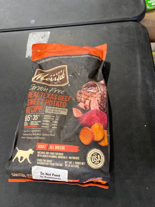 Photo 3 of Merrick Premium Grain Free Dry Adult Dog Food, Wholesome And Natural Kibble, Real Texas Beef And Sweet Potato - 10.0 lb. Bag

