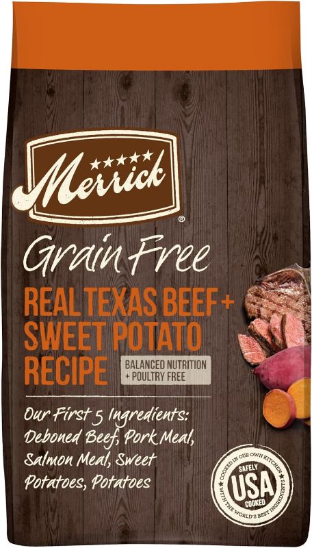Photo 1 of Merrick Premium Grain Free Dry Adult Dog Food, Wholesome And Natural Kibble, Real Texas Beef And Sweet Potato - 10.0 lb. Bag
