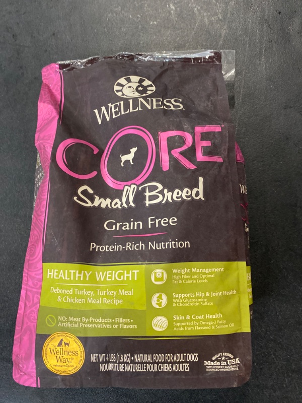 Photo 2 of Wellness Natural Pet Food CORE Natural Grain Free Dry Dog Food, Small Breed Healthy Weight, 4-Pound Bag
