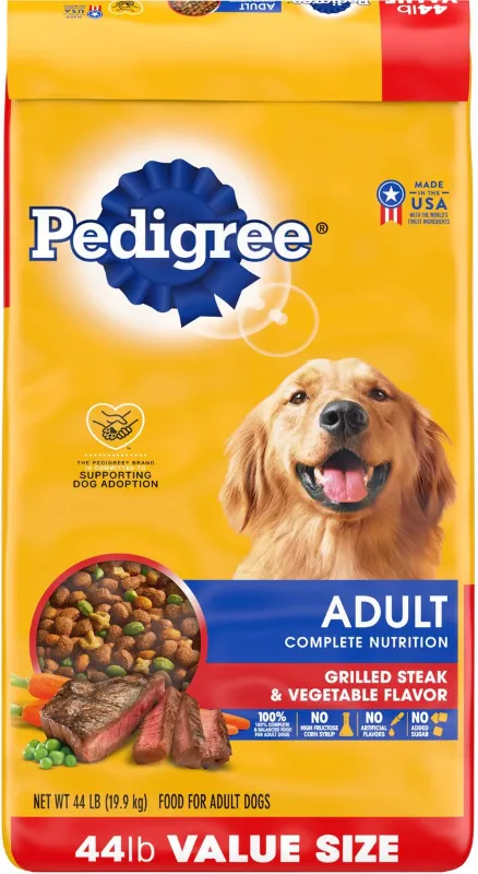 Photo 1 of Pedigree Complete Nutrition Grilled Steak & Vegetable Flavor Dog Kibble Adult Dry Dog Food
