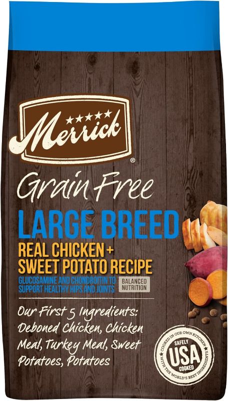 Photo 1 of Merrick Grain Free Premium Large Breed Dry Dog Food, Wholesome and Natural Kibble, Chicken and Sweet Potato - 22.0 lb. Bag
