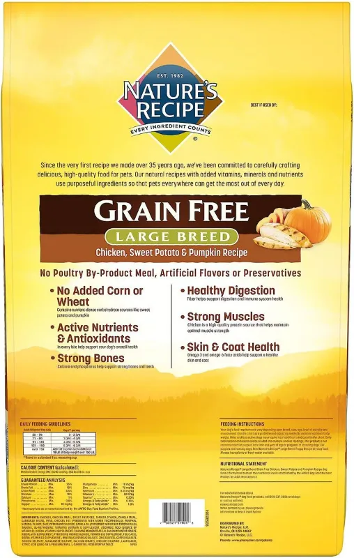 Photo 2 of Nature's Recipe Large Breed Grain-Free Chicken, Sweet Potato & Pumpkin Recipe Dry Dog Food
