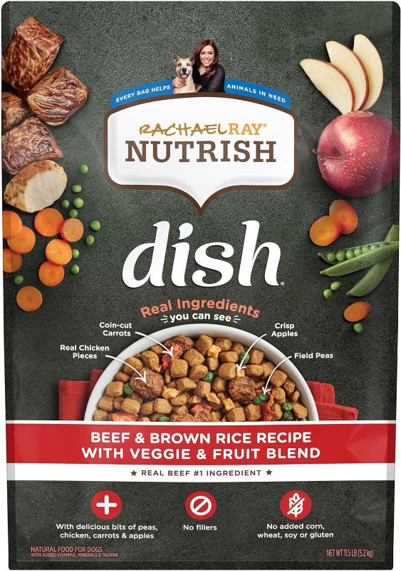 Photo 1 of Rachael Ray Nutrish Dish Premium Dry Dog Food, Beef & Brown Rice Recipe with Veggies, Fruit & Chicken, 11.5 Pound Bag
