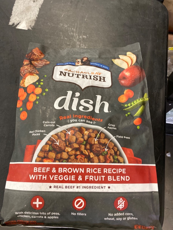 Photo 3 of Rachael Ray Nutrish Dish Premium Dry Dog Food, Beef & Brown Rice Recipe with Veggies, Fruit & Chicken, 11.5 Pound Bag
