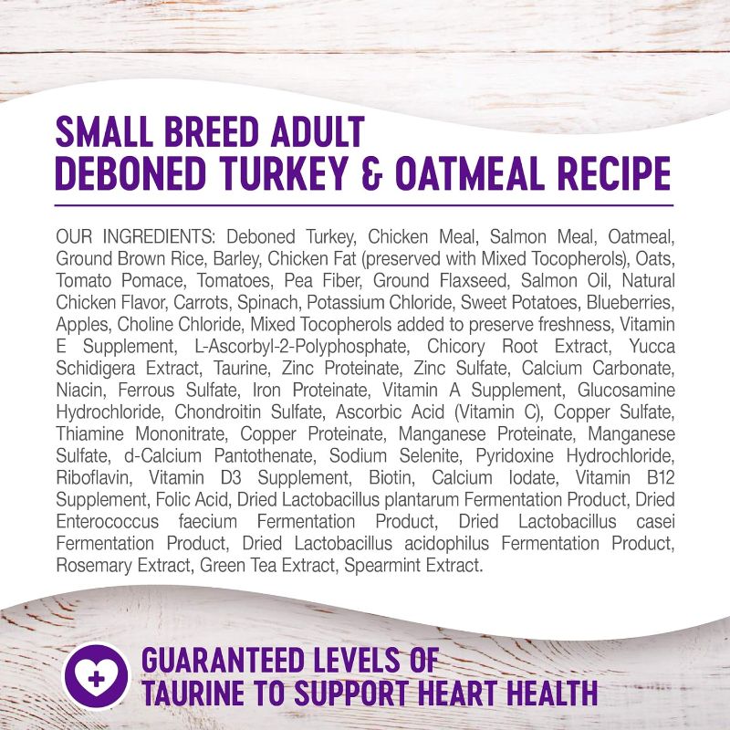 Photo 2 of Wellness Complete Health Small Breed Dry Dog Food with Grains, Natural Ingredients, Made in USA with Real Turkey, For Dogs Up to 25 lbs, (Adult, Turkey & Oatmeal, 4-Pound Bag)
