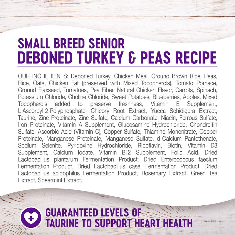 Photo 2 of Wellness Complete Health Small Breed Dry Dog Food with Grains, Natural Ingredients, Made in USA with Real Turkey, For Dogs Up to 25 lbs. (Senior, Turkey & Peas, 4-Pound Bag)
