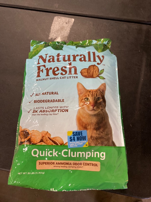 Photo 3 of Naturally Fresh Cat Litter - Walnut-Based Quick-Clumping Kitty Litter, Unscented , 26 lb (23001)
