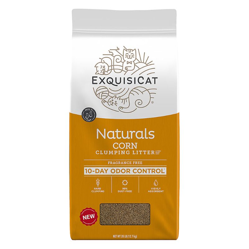 Photo 1 of ExquisiCat Naturals Clumping Multi-Cat Corn Cat Litter - Unscented, Low Dust, Natural
