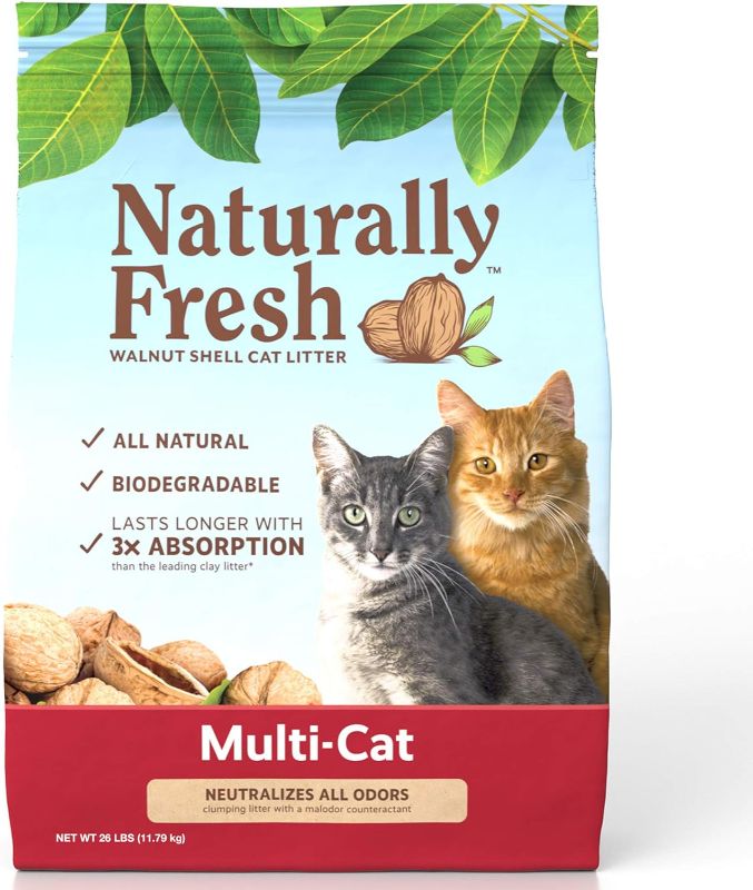 Photo 1 of Naturally Fresh Cat Litter - Walnut-Based Quick-Clumping Kitty Litter, Unscented, Multi Cat, 26 lb
