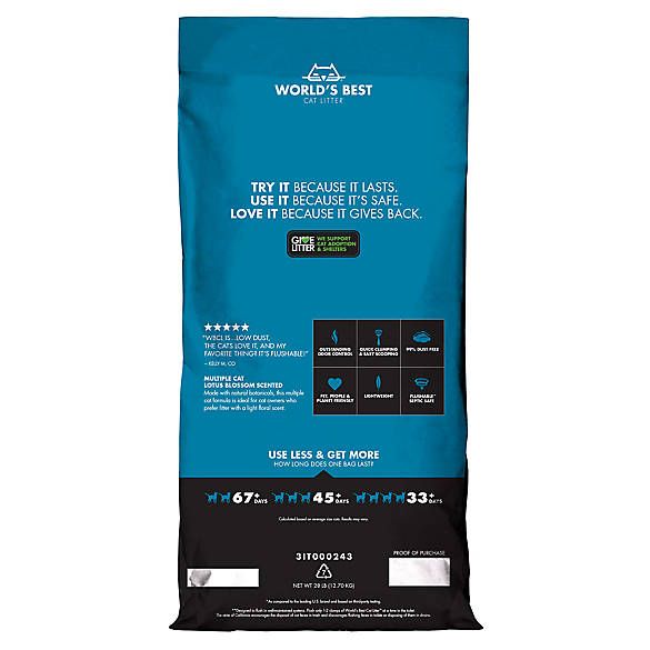 Photo 1 of World's Best ™ Purely Fresh Clumping Multi-Cat Corn Cat Litter - Lotus Blossom Scent, Natural
