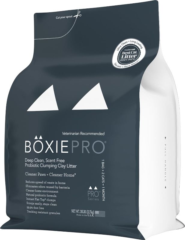 Photo 1 of Boxiecat Ultra Clean Clumping Cat Litter - Probiotic Powered Odor Control, 99.9% Dust Free Clay Litter for Cleaner Litter Box, Black
