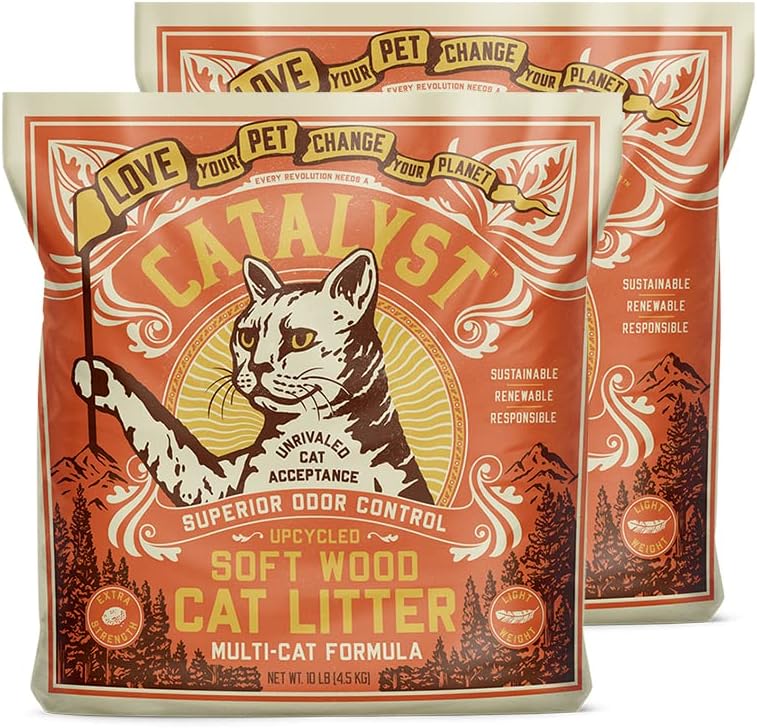 Photo 1 of Catalyst Natural Soft Wood Cat Litter (10lb Bags) - Superior Odor Control, Strong Clumping, Low Dust, and Biodegradable (10lb, Multi Cat)
