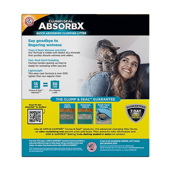 Photo 2 of Arm & Hammer Clump & Seal AbsorbX Unscented MultiCat Clumping Litter, 15 lbs.
