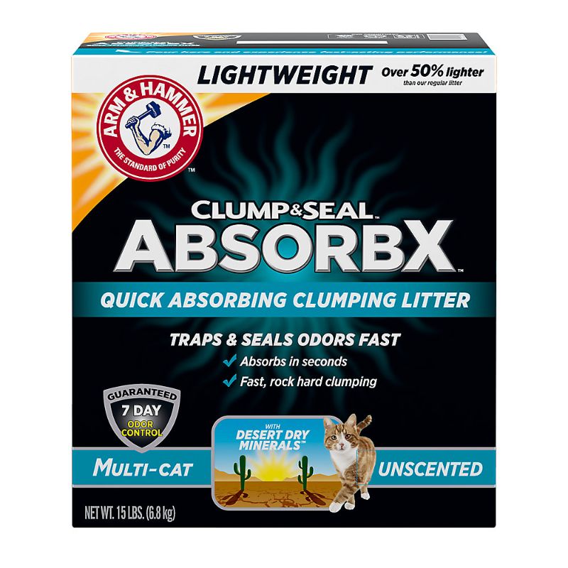 Photo 1 of Arm & Hammer Clump & Seal AbsorbX Unscented MultiCat Clumping Litter, 15 lbs.
