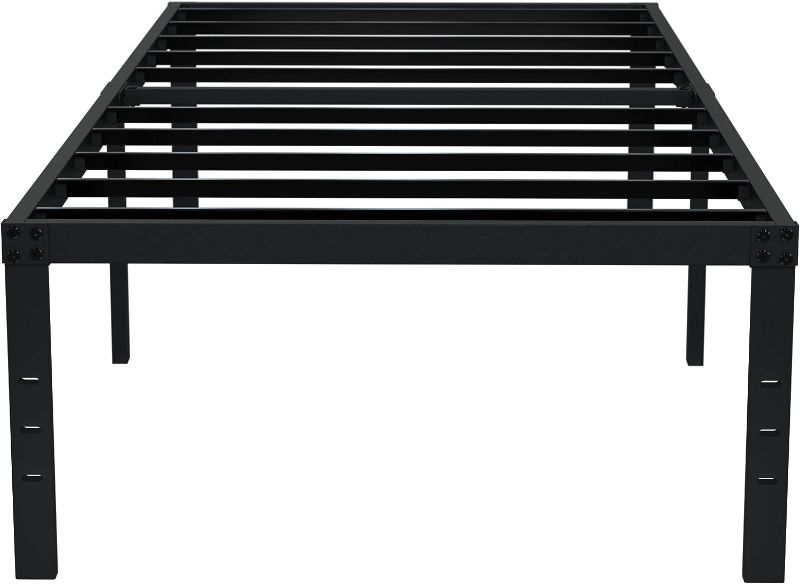 Photo 1 of EMODA 18 Inch Twin XL Bed Frames No Box Spring Needed, Heavy Duty XL Twin Metal Platform Bed Frame with Tall Storage Space, Noise Free, Easy Assembly, Black
