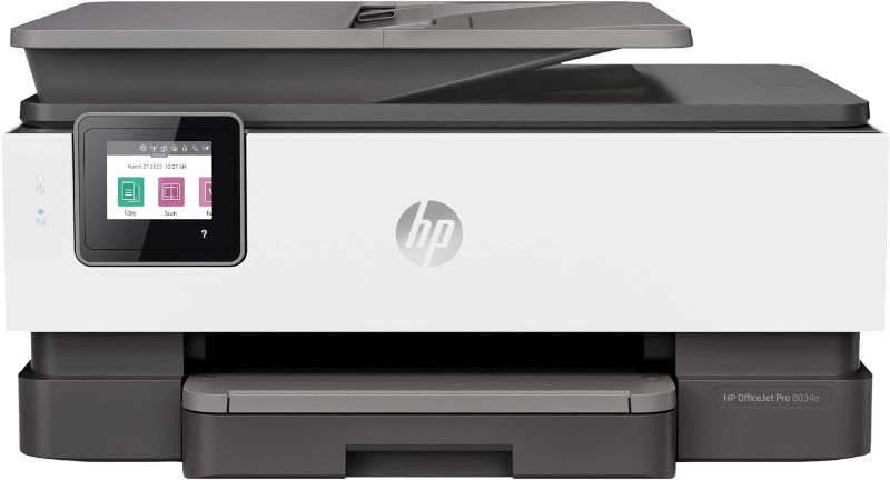 Photo 1 of HP OfficeJet Pro 8034e Wireless Color All-in-One Printer with 1 Full Year Instant Ink,White
