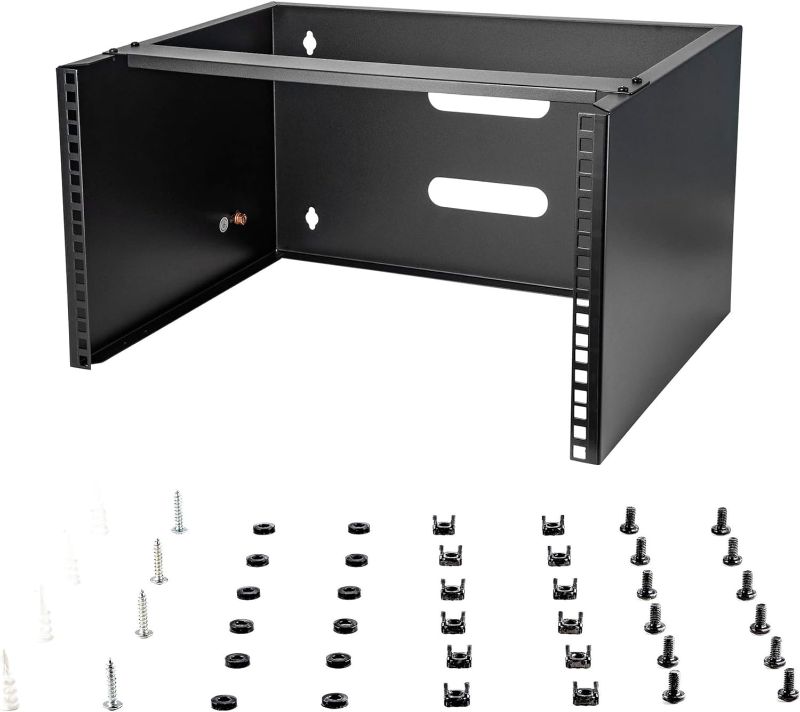 Photo 1 of StarTech.com 6U Wall Mount Network Rack - 14 Inch Deep (Low Profile) - 19" Patch Panel Bracket for Shallow Server and IT Equipment, Network Switches - 44lbs/20kg Weight Capacity, Black (WALLMOUNT6)
