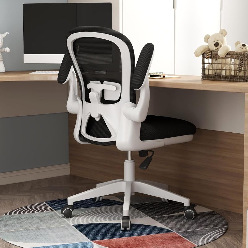 Photo 1 of Apusen Ergonomic Office Chairs with Adjustable Lumbar Support,Mesh Desk Chair with Adjustable Arms and Wheels,Computer Desk Chair for Home Office Essentials?No Headrests,White?
