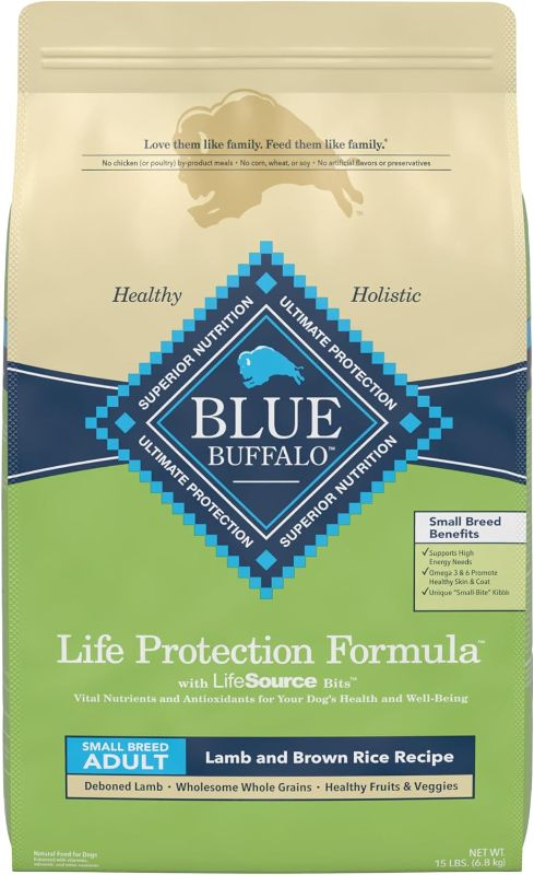 Photo 1 of Blue Buffalo Small Breed Dog Food, Life Protection Formula, Natural Lamb & Brown Rice Flavor, Adult Dry Dog Food, 15 lb Bag
