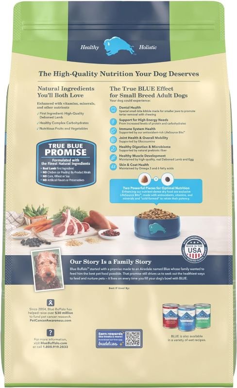 Photo 2 of Blue Buffalo Small Breed Dog Food, Life Protection Formula, Natural Lamb & Brown Rice Flavor, Adult Dry Dog Food, 15 lb Bag
